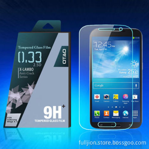 9H 0.2mm/0.3mm right angle 2.5D edge tempered glass screen protector for Samsung Mega i9200 6.3"